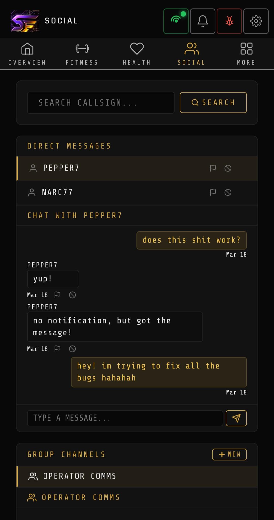 Operator Comms — Mobile